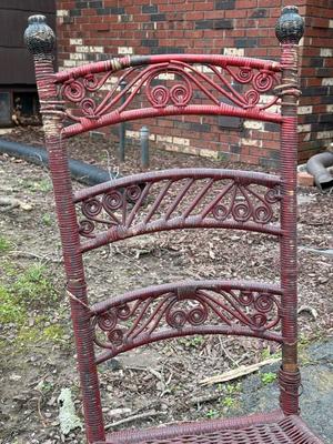 LOT 263G: Victorian Era Maroon Wicker Chair