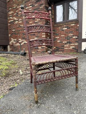 LOT 263G: Victorian Era Maroon Wicker Chair