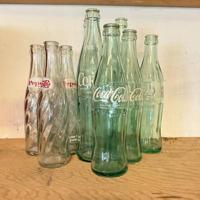 LOT 265G: Vintage Glass Coke & Pepsi Bottles