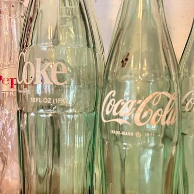 LOT 265G: Vintage Glass Coke & Pepsi Bottles