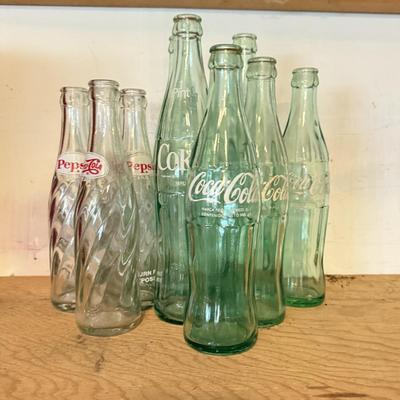 LOT 265G: Vintage Glass Coke & Pepsi Bottles