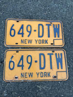 LOT 266G: Collection of Vintage License Plates incl. Two Pairs of New York Plates