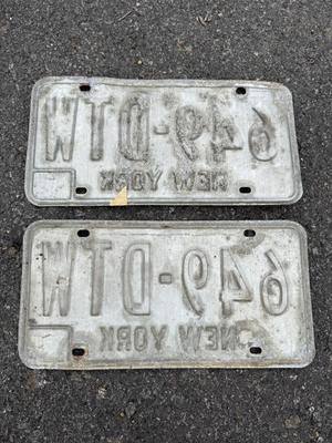 LOT 266G: Collection of Vintage License Plates incl. Two Pairs of New York Plates