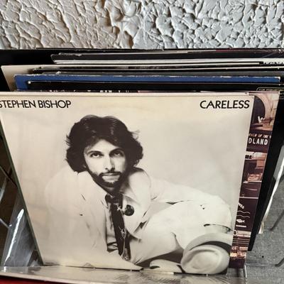 LOT 267F: Collection of Vintage Vinyl Records w/ Wire Record Holder