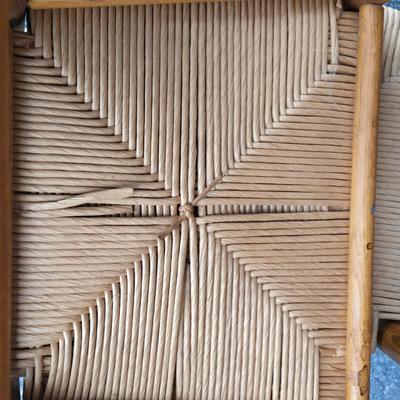 LOT 282G:Set of 4 Vintage Wood Ladder Back Colonial Shaker Woven Rush Side Chairs