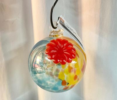 Lot 560 Art Glass Ball Hummingbird Feeder