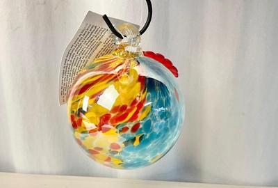 Lot 560 Art Glass Ball Hummingbird Feeder