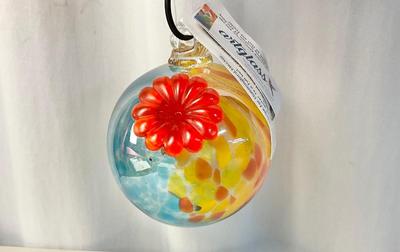Lot 560 Art Glass Ball Hummingbird Feeder