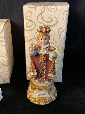 Lot 569 San Francisco Music Box Co. Snowglobe, Ave Maria Light, How Great though Art Figurine ( All with Boxes )