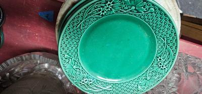 Vintage Majolica mismatched Patterned dessert plates