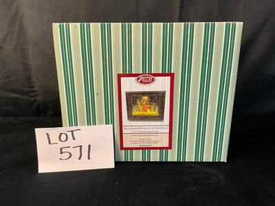 Lot 571 San Francisco Music Box Co. Musical Lighted Reindeer in Woods Frame NIB