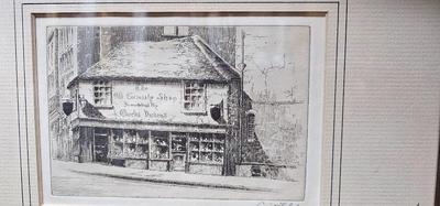 Charles Dickens Etching signed Cecil Forbes "The Old Curiosity Shop