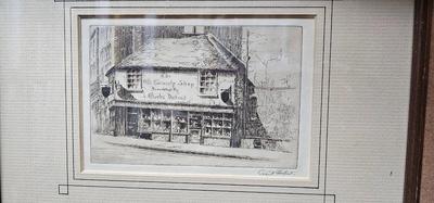 Charles Dickens Etching signed Cecil Forbes "The Old Curiosity Shop
