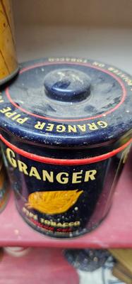Lot of 4 vintage Tins Cheese Wafers by Keebler, Granger Pipe Tobacco, Tip-Top