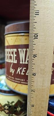Lot of 4 vintage Tins Cheese Wafers by Keebler, Granger Pipe Tobacco, Tip-Top