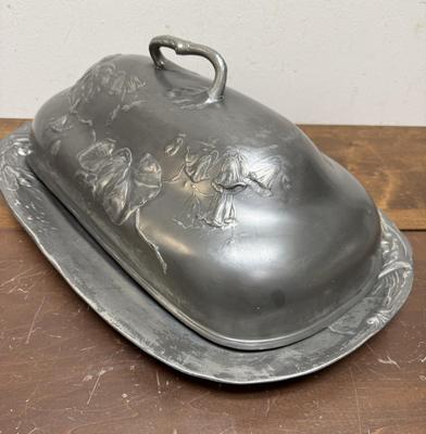 Art Nouveau Roasted Meat Metal Tray with lCover