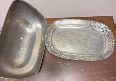 Art Nouveau Roasted Meat Metal Tray with lCover