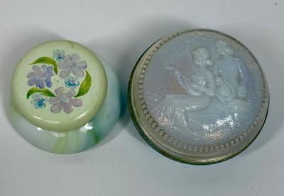 Two Vintage Glass Jars Milk & Slag