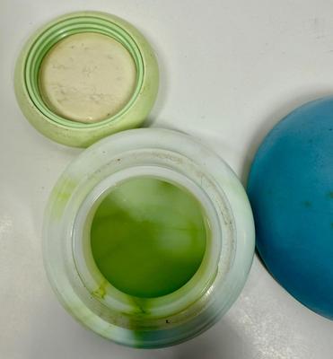 Two Vintage Glass Jars Milk & Slag