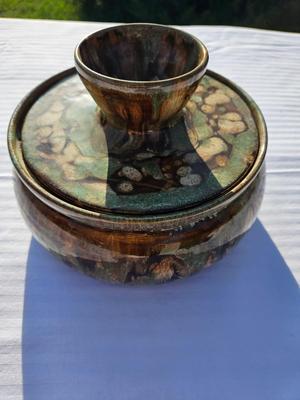 Hand Thrown Pot With Lid & Signature 1973