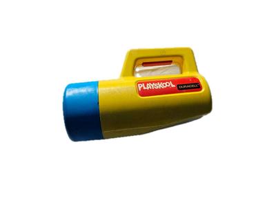 1986 Playskool Yellow Flashlight With Red And Green Color Change Lenses