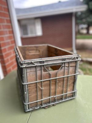 Fonda Bottling Co Bouler, Colo. Wooden Crate In Metal Cage Box