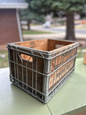 Fonda Bottling Co Bouler, Colo. Wooden Crate In Metal Cage Box
