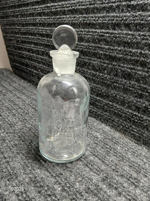 Antique DIL ACID SULPHURIC H2 SO4 Apothecary Bottle with Glass Stopper