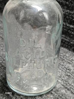 Antique DIL ACID SULPHURIC H2 SO4 Apothecary Bottle with Glass Stopper