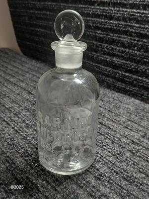 Antique BARIUM CHLORIDE Apothecary Bottle with Glass Stopper