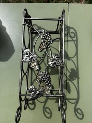 3 Wine Bottle holder metal with grapes design