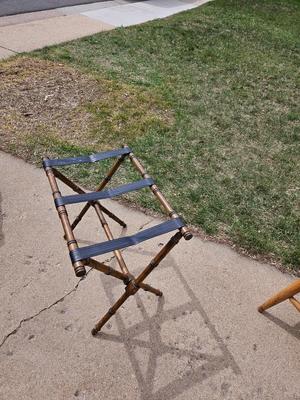 Luggage Rack with bamboo style & leather straps