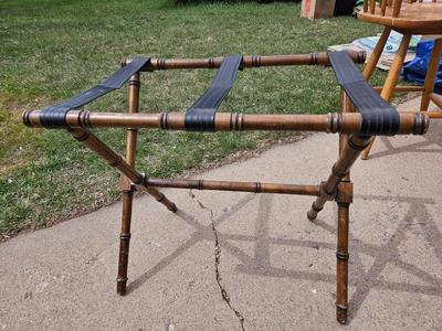 Luggage Rack with bamboo style & leather straps