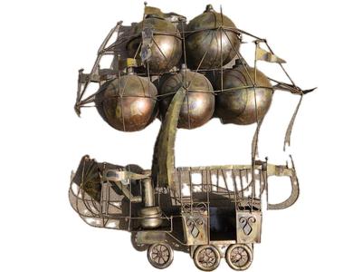 Vintage 1970's "CURTIS JERE" Brass Steam Punk Air Balloon Ship Sculpture