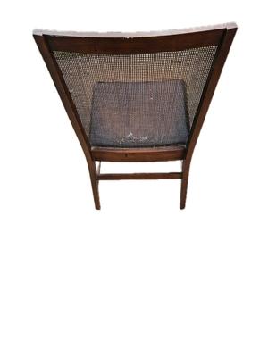 Wooden Chair With Woven Back And Leather Seat