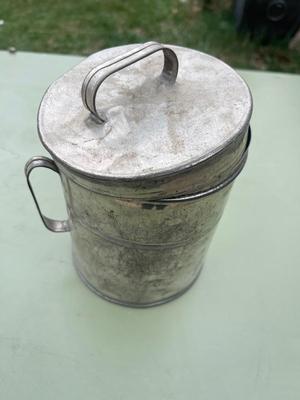 Vintage Metal Can w/ handle and lid