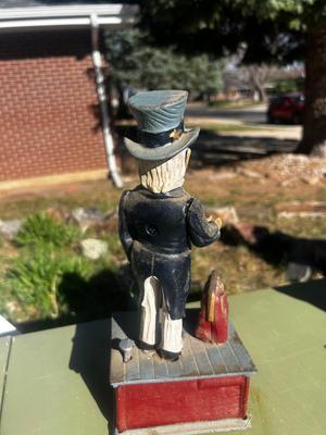 Classic Cast Iron Uncle Sam Mechanical Bank 10-1/2" Tall