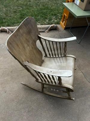 Large Gray Wooden Rocking Chair