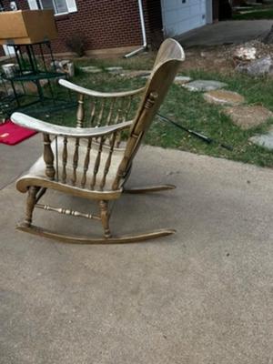 Large Gray Wooden Rocking Chair