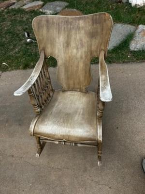 Large Gray Wooden Rocking Chair