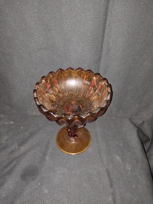 VINTAGE GOLD/YELLOW GLASS CANDY DISH'S & BOTTLE