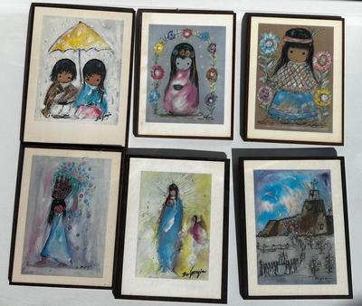 6 Small Paintings on wood plaques