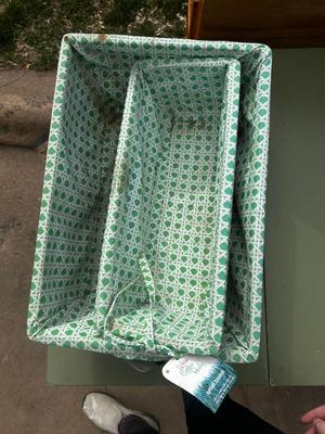 Two woven baskets with liners for organization