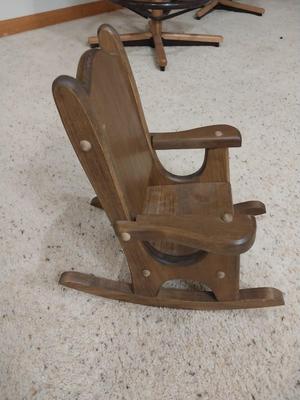 WOODEN DOLL TABLE & CHAIRS -ROCKER