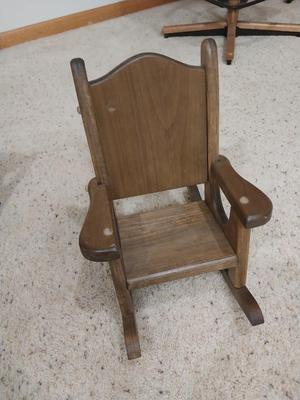 WOODEN DOLL TABLE & CHAIRS -ROCKER