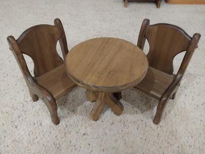 WOODEN DOLL TABLE & CHAIRS -ROCKER