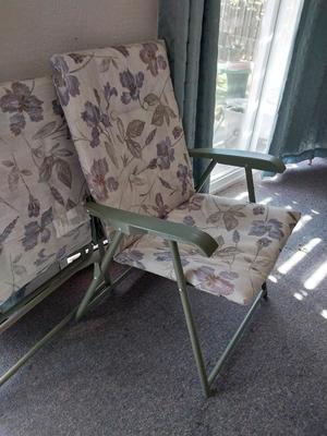 TWO MATCHING FOLDING YARD CHAIRS