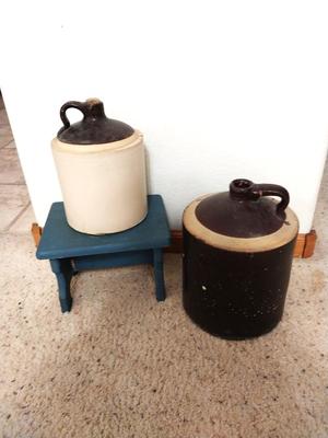 TWO VINTAGE CLAY JUGS
