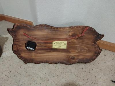 VINTAGE GLAZED WOODEN HANGING CLOCK