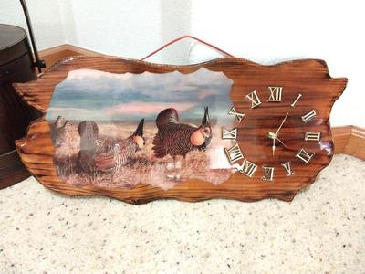 VINTAGE GLAZED WOODEN HANGING CLOCK